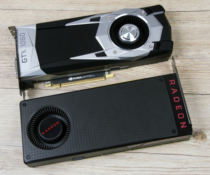 Популярные модели видеокарт AMD Radeon RX 480 и NVIDIA GeForce GTX 1060