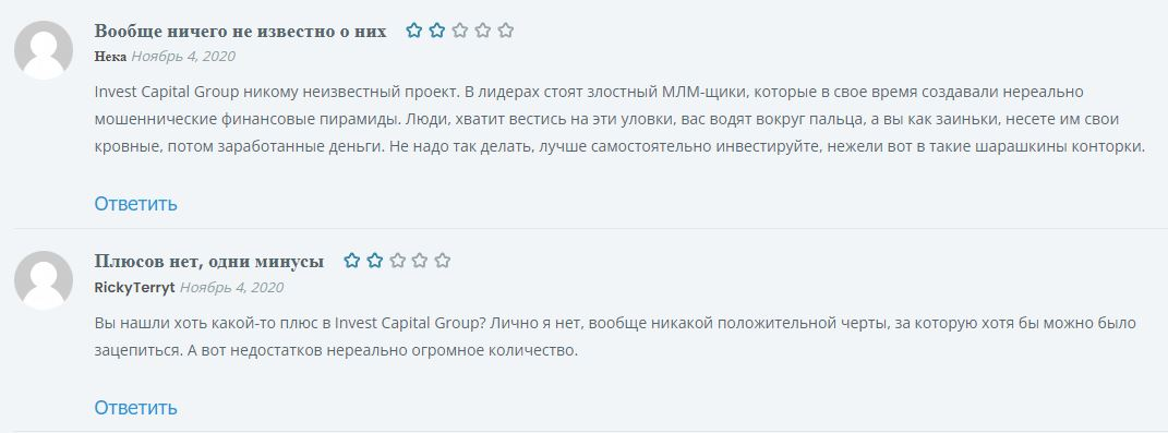 инвест капитал групп отзывы
