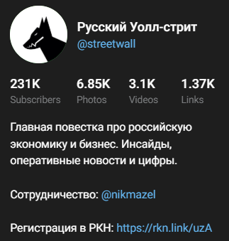 Русский Уолл Стрит Телеграмм канал