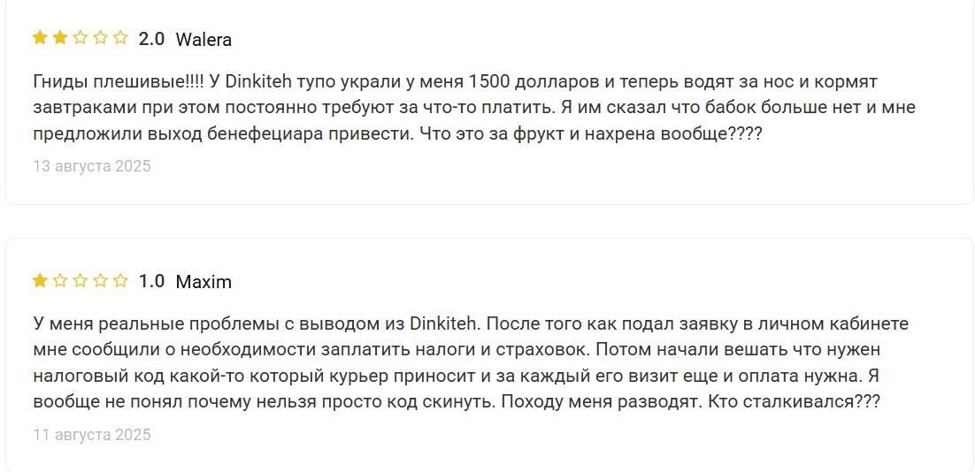 dinkiteh com отзывы о компании