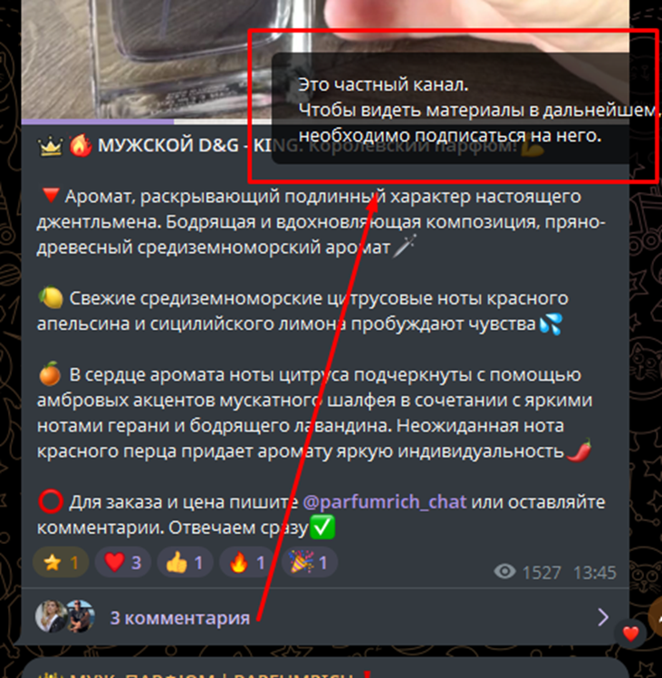 отзывы о продавце в телеграмме яна parfumrich