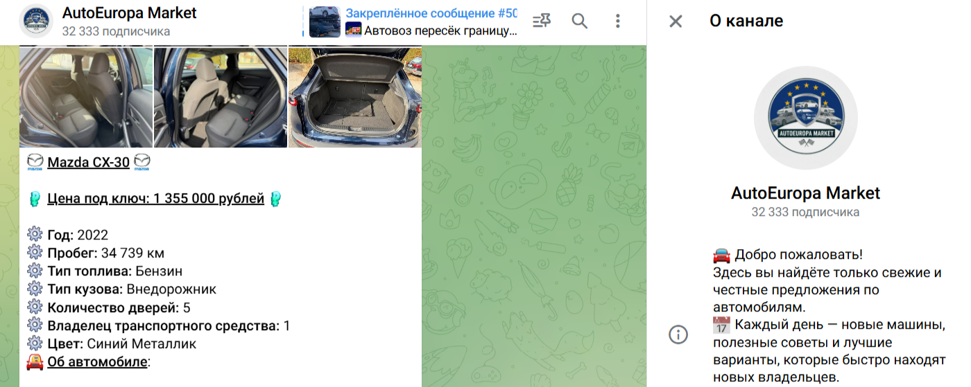 AutoEuropa Market телеграм