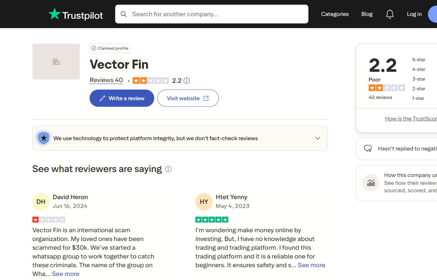 fin vector мошенники