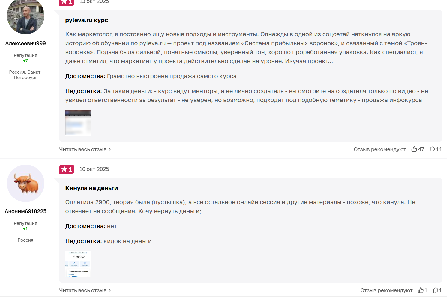 пылева полина евгеньевна троян воронка отзывы