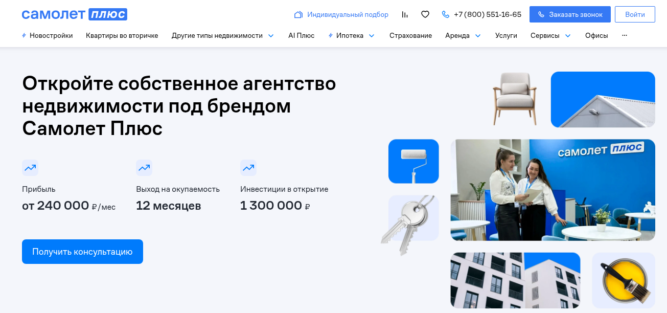 франшиза самолет плюс стоимость