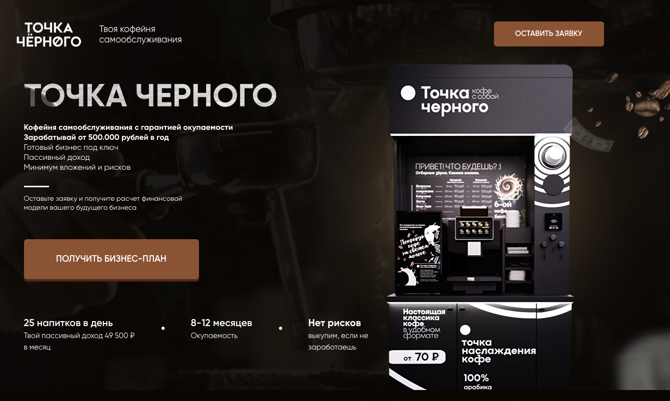 точка черного кофейня франшиза отзывы