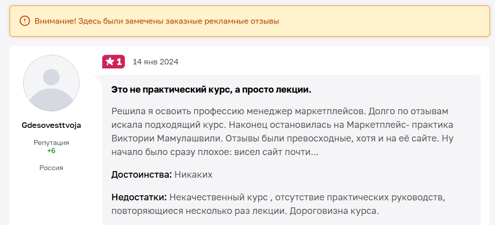 виктория мамулашвили менеджер маркетплейсов отзывы